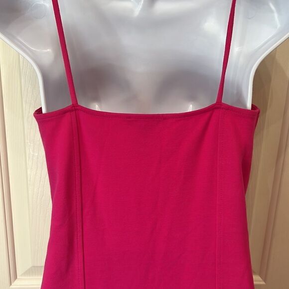 Forever 21 Dress Mini Barbie Pink SzLarge Spaghetti Strap Slimming Square Neck - Picture 6 of 7
